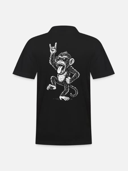 Rockmusik Lustiger Heavy Metal Affe Design - Männer Poloshirt - Schwarz