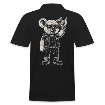 Rock Musique Drôle Heavy Metal Koala Rétro - Polo Homme - noir - Dos - Kai (181cm)