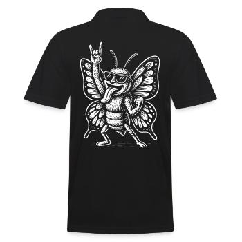 Rockmusik Schmetterling Lustig Heavy Metal - Männer Poloshirt - Schwarz - Hinten - Kai (181cm)