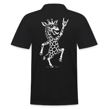 Rockmusik Giraffe Metallmusik Retro Spaß Design - Männer Poloshirt - Schwarz - Hinten - Kai (181cm)