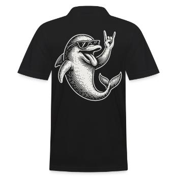 Metall Musik Rock Lustiger Delphin Heavy Metal - Männer Poloshirt - Schwarz - Hinten - Kai (181cm)