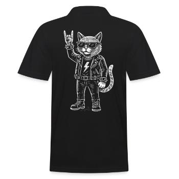 Drôle Rock Musique Cat Metal Musique Humour - Polo Homme - noir - Dos - Kai (181cm)