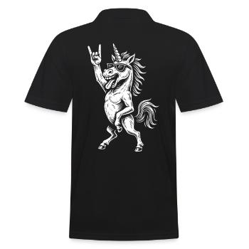 Rockmusik Einhorn Lustig Heavy Metal - Männer Poloshirt - Schwarz - Hinten - Kai (181cm)