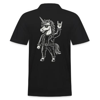 Rockmusik Einhorn Lustig Heavy Metal Mann Frau - Männer Poloshirt - Schwarz - Hinten - Kai (181cm)