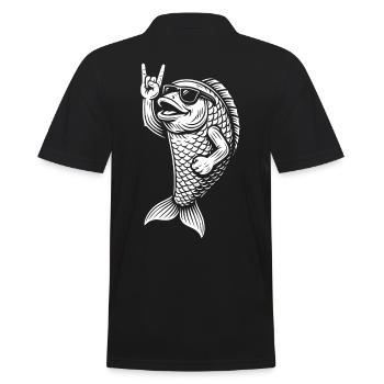 Rockmusik Metal Musik Fisch Lustig Heavy Metal - Männer Poloshirt - Schwarz - Hinten - Kai (181cm)