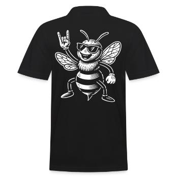 Rockmusik Lustige Heavy Metal Biene - Männer Poloshirt - Schwarz - Hinten - Kai (181cm)