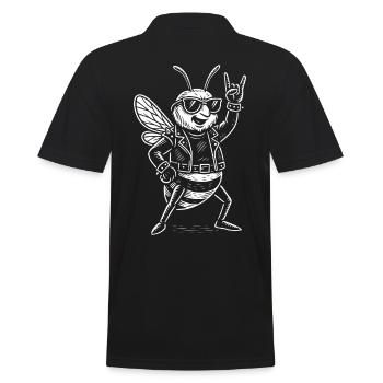 Rock Music Funny Heavy Metal Bee - Men's Polo Shirt - black - Back - Kai (181cm)