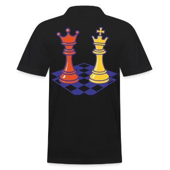 Funny Chess Player Board Game King Queen - Men's Polo Shirt - black - Back - Kai (181cm)