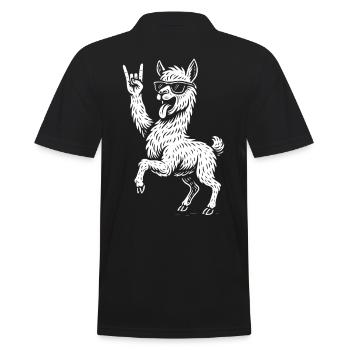 Métal Musique Lama Alpaga Drôle Rock Musique Lourd - Polo Homme - noir - Dos - Kai (181cm)