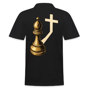 Chess Players Chess Pieces Bishops Shadows - Men's Polo Shirt - black - Back - Kai (181cm)