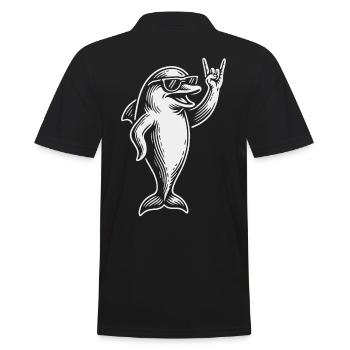 Rock Musique Drôle Dauphin Heavy Metal Rétro - Polo Homme - noir - Dos - Kai (181cm)