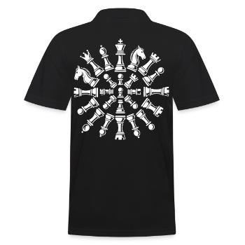 Schachfiguren Kreis Mandala Für Schachliebhaber - Männer Poloshirt - Schwarz - Hinten - Kai (181cm)