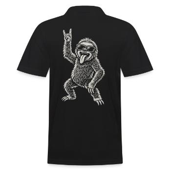 Lustige Rockmusik Faultier Heavy Metal Vibes - Männer Poloshirt - Schwarz - Hinten - Kai (181cm)