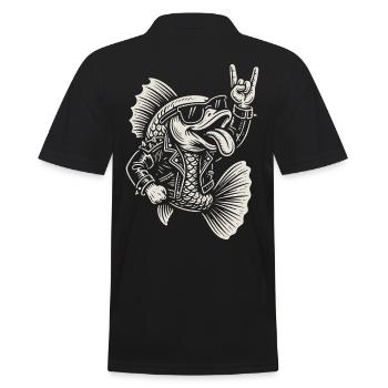 Rockmusik Lustige Fische Metallmusik Goldfisch - Männer Poloshirt - Schwarz - Hinten - Kai (181cm)