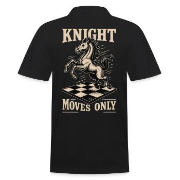 Ritter Bewegt Sich Nur Schachspieler Brettspiel - Männer Poloshirt - Schwarz - Hinten - Kai (181cm)