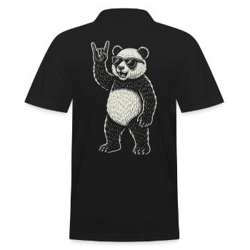 Panda Rock Musik Heavy Metal Lustige Vibes - Männer Poloshirt - Schwarz - Hinten - Kai (181cm)