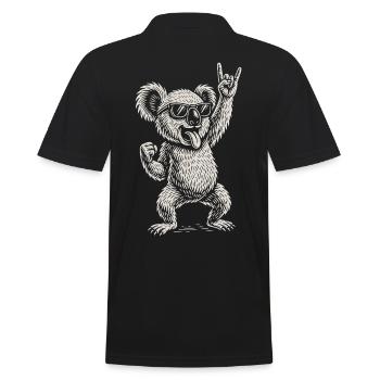 Rockmusik Lustig Heavy Metal Koala Retro - Männer Poloshirt - Schwarz - Hinten - Kai (181cm)
