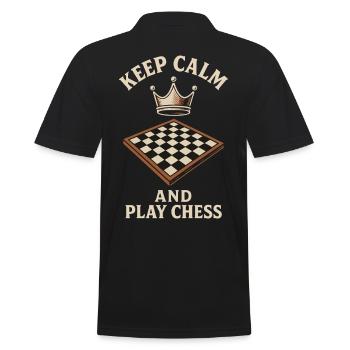 Keep Calm And Play Chess Board Game Design - Men's Polo Shirt - black - Back - Kai (181cm)
