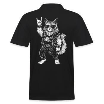 Heavy Metal Maine Coon Cat Rock Music Funny - Men's Polo Shirt - black - Back - Kai (181cm)