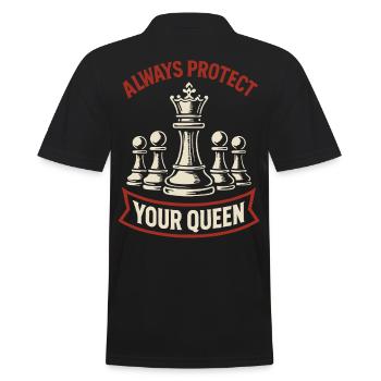 Protégez toujours votre joueuse d’échecs reine - Polo Homme - noir - Dos - Kai (181cm)