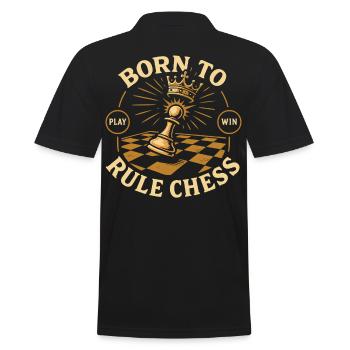 Born To Rule Chess Player King Queen - Men's Polo Shirt - black - Back - Kai (181cm)