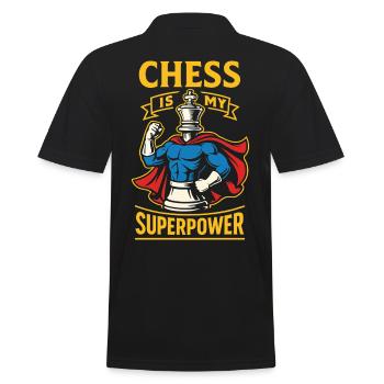 Schach Ist Meine Superkraft Lustiger Schachspieler - Männer Poloshirt - Schwarz - Hinten - Kai (181cm)