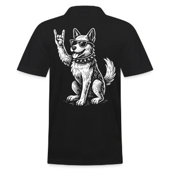Rockmusik Lustig Heavy Metal Retro Hund - Männer Poloshirt - Schwarz - Hinten - Kai (181cm)