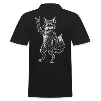 Rockmusik Metal Musik Lustiger Fuchs Heavy Metal - Männer Poloshirt - Schwarz - Hinten - Kai (181cm)