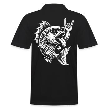 Rock Musik Lustiger Guppy Fisch Metall Musik Retro - Männer Poloshirt - Schwarz - Hinten - Kai (181cm)