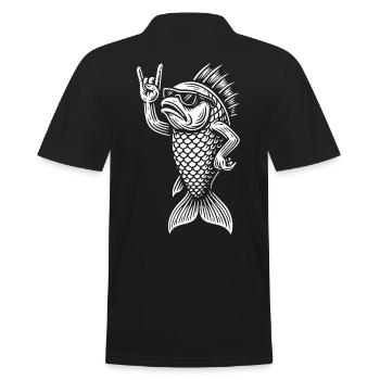 Heavy Metal Guppy Fisch Lustige Rockmusik Vibes - Männer Poloshirt - Schwarz - Hinten - Kai (181cm)