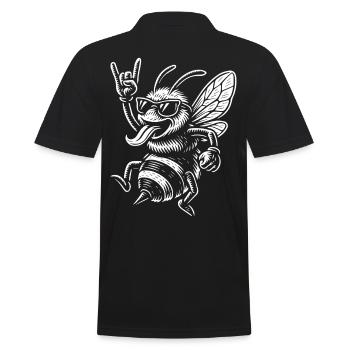 Rock Music Funny Heavy Metal Retro Bee Vibe - Men's Polo Shirt - black - Back - Kai (181cm)
