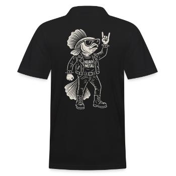 Heavy Metal Fisch Rockmusik Lustiger Goldfisch - Männer Poloshirt - Schwarz - Hinten - Kai (181cm)