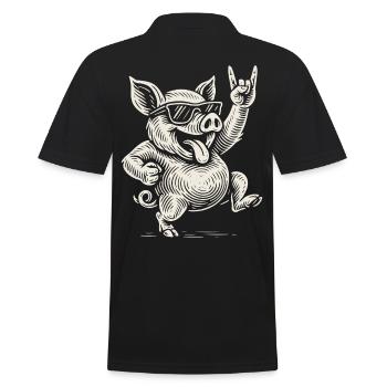 Rock Musique Drôle Heavy Metal Cochon Rétro - Polo Homme - noir - Dos - Kai (181cm)