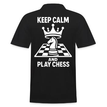 Keep Calm And Play Chess Funny Chess Lovers - Men's Polo Shirt - black - Back - Kai (181cm)
