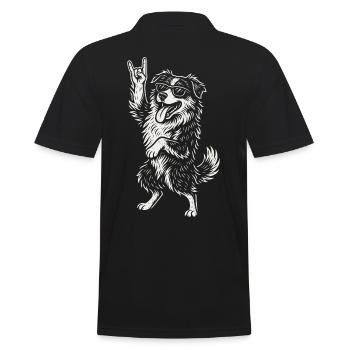 Rockmusik Lustig Heavy Metal Retro Hund Vibes - Männer Poloshirt - Schwarz - Hinten - Kai (181cm)