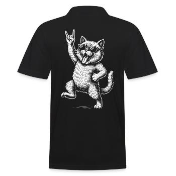 Rock Musique Drôle Heavy Metal Rétro Chats - Polo Homme - noir - Dos - Kai (181cm)