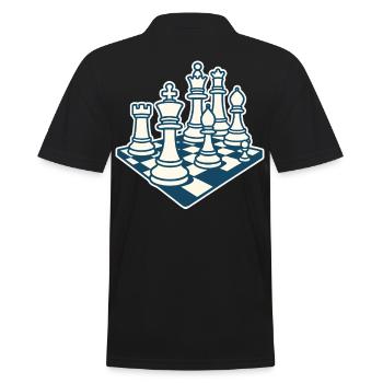 Chess Player Chess Pieces Board Game Art - Men's Polo Shirt - black - Back - Kai (181cm)