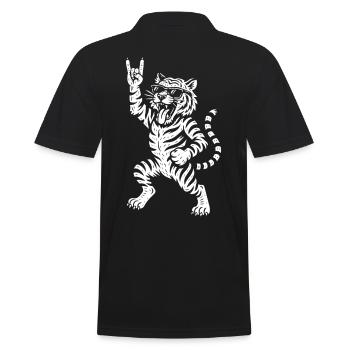 Rockmusik Metal Musik Lustiger Tiger Heavy Metal - Männer Poloshirt - Schwarz - Hinten - Kai (181cm)