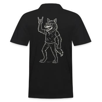 Rock Musik Wolf Heavy Metal Funny Retro - Männer Poloshirt - Schwarz - Hinten - Kai (181cm)