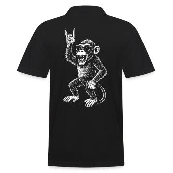 Rockmusik Lustig Heavy Metal Affe Retro - Männer Poloshirt - Schwarz - Hinten - Kai (181cm)