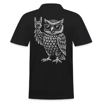 Rockmusik Eule Lustig Heavy Metal Retro - Männer Poloshirt - Schwarz - Hinten - Kai (181cm)