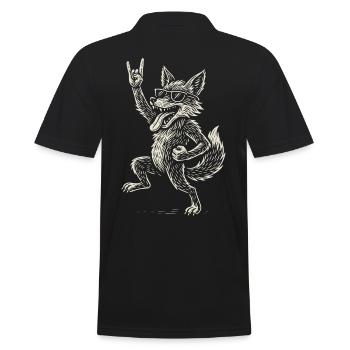 Fox Loves Rock Music Metal Music Funny - Men's Polo Shirt - black - Back - Kai (181cm)