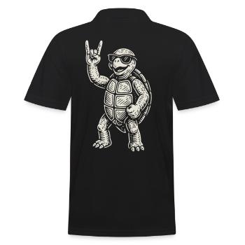 Rock Musique Drôle Tortue Heavy Metal Rétro - Polo Homme - noir - Dos - Kai (181cm)