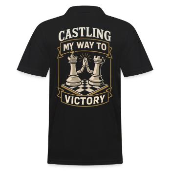 Castling - My Way to Victory - Funny Chess Set - Men's Polo Shirt - black - Back - Kai (181cm)