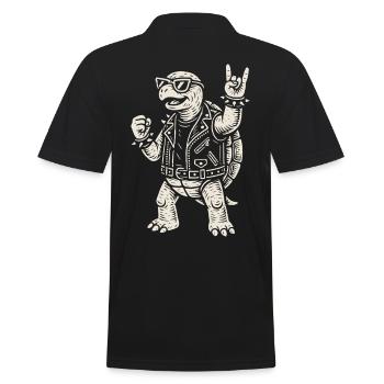 Rock Musique Tortue Drôle Heavy Metal Rétro - Polo Homme - noir - Dos - Kai (181cm)