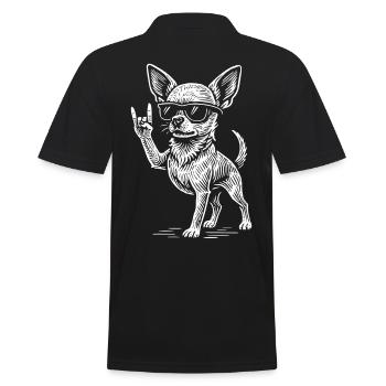 Chihuahua Rock Musik Metal Vibes Lustiger Hund - Männer Poloshirt - Schwarz - Hinten - Kai (181cm)