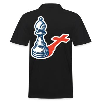 Chess Player Funny Bishop Shadow Design - Men's Polo Shirt - black - Back - Kai (181cm)