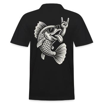 Rock Music Fish Funny Metal Music Retro - Men's Polo Shirt - black - Back - Kai (181cm)