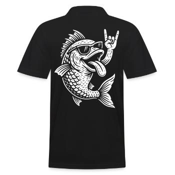 Metal Musik Lustige Fische Rock Musik Heavy Metal - Männer Poloshirt - Schwarz - Hinten - Kai (181cm)