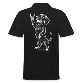 Rock Musik Funny Heavy Metal Retro Dachshund - Männer Poloshirt - Schwarz - Hinten - Kai (181cm)